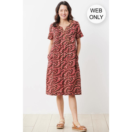 Nalika Short-Sleeve Notch-Neck Dress - Salsa