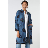 Amulya Reversible Band Collar Jacket - Marine/Black