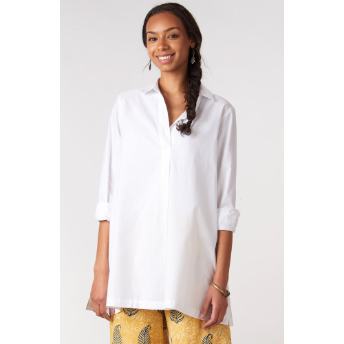 Savita Organic Cotton Long-Sleeve Top - White