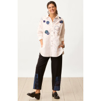 Agra Organic French Terry Barrel-Leg Pant - Black/Chindi